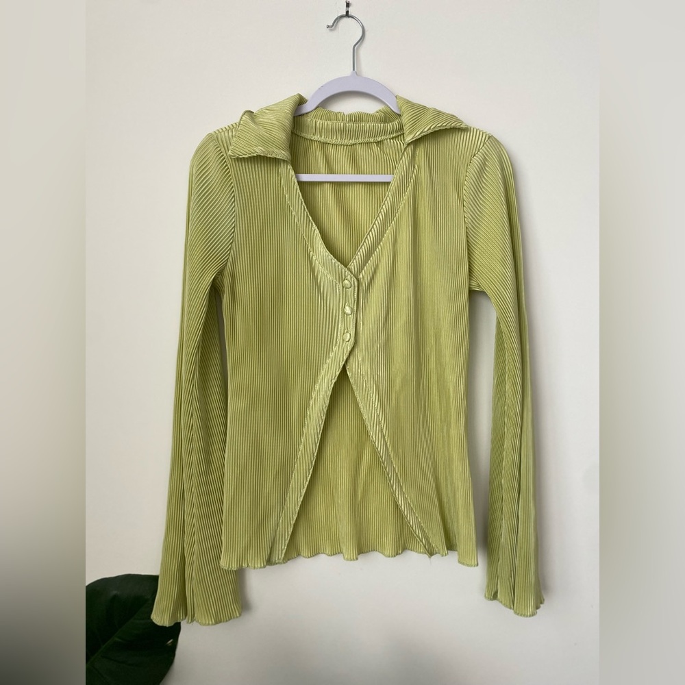 Ribbed Silky Green Top